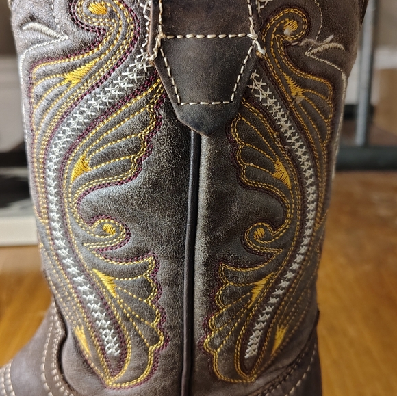 White Wolf Brown Embroidered Cowboy Boots Viboron Mexico 6 - Picture 6 of 13
